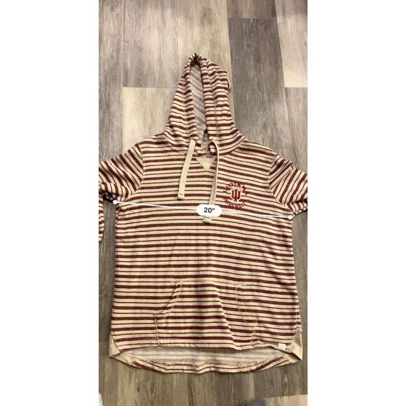 Blue 84 “indiana University IU” White/Maroon Striped Hooded Sweater/Size Large - Picture 8 of 10